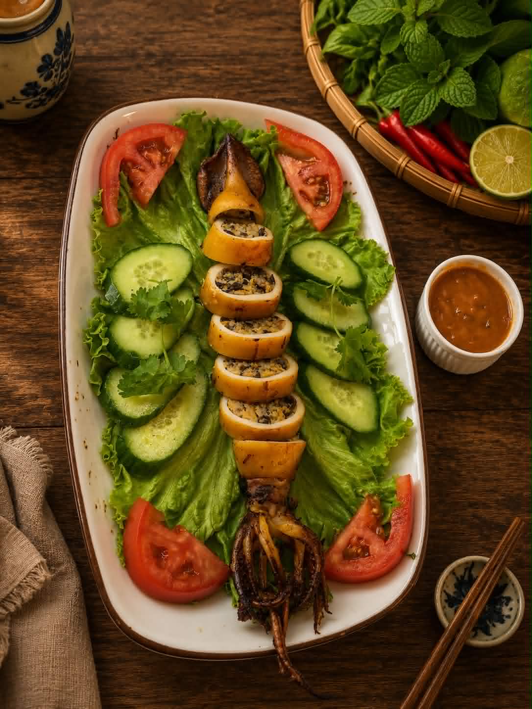 Mực nhồi thịt nướng